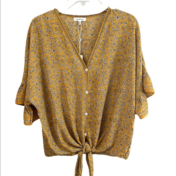Tops - Max Studio Boho Ditsy Floral Tie Bottom Batwing Sleeved Blouse Size Large